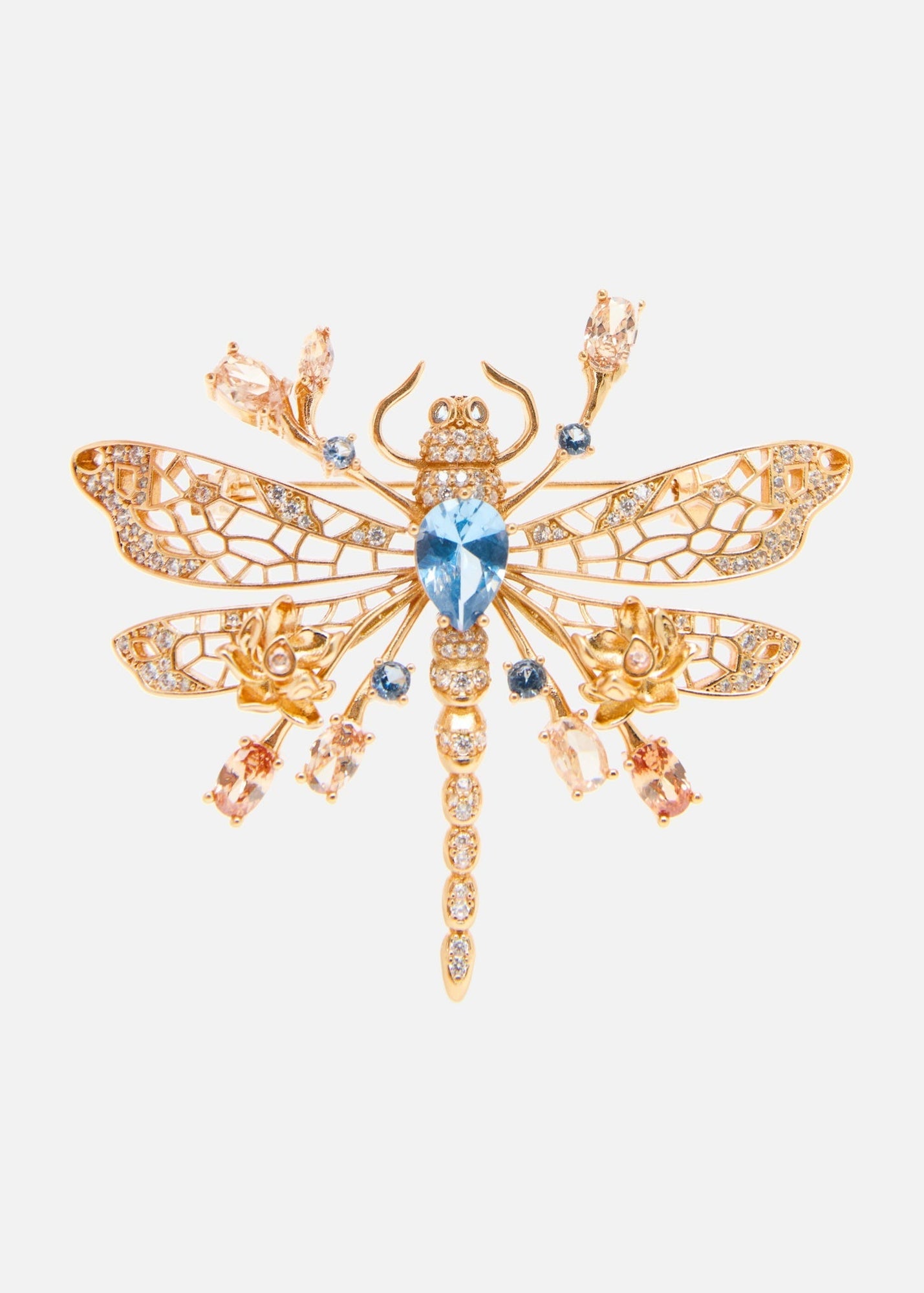 Dragonfly Brooch | Copper/Bluezircon/White Zircon