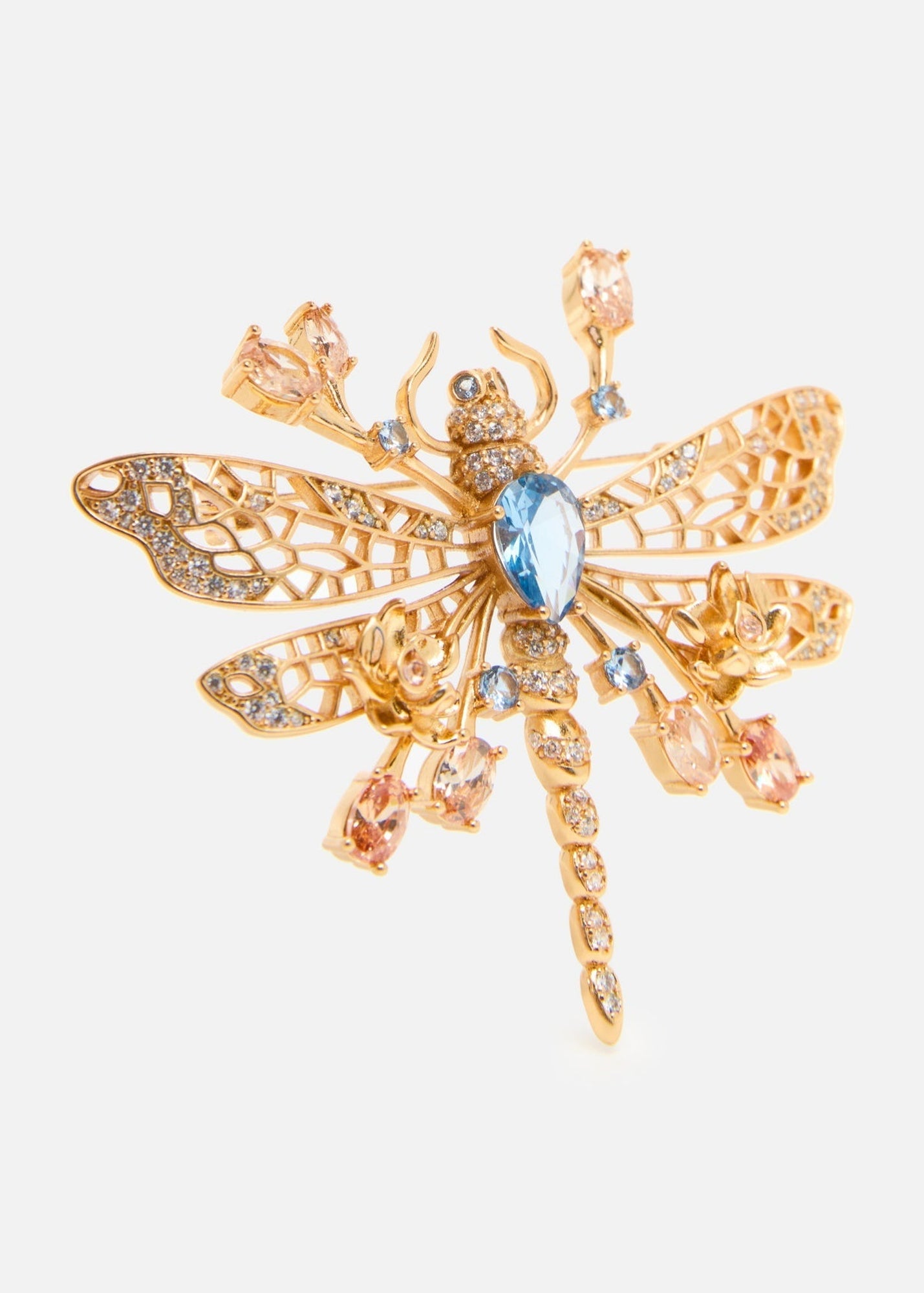 Dragonfly Brooch | Copper/Bluezircon/White Zircon