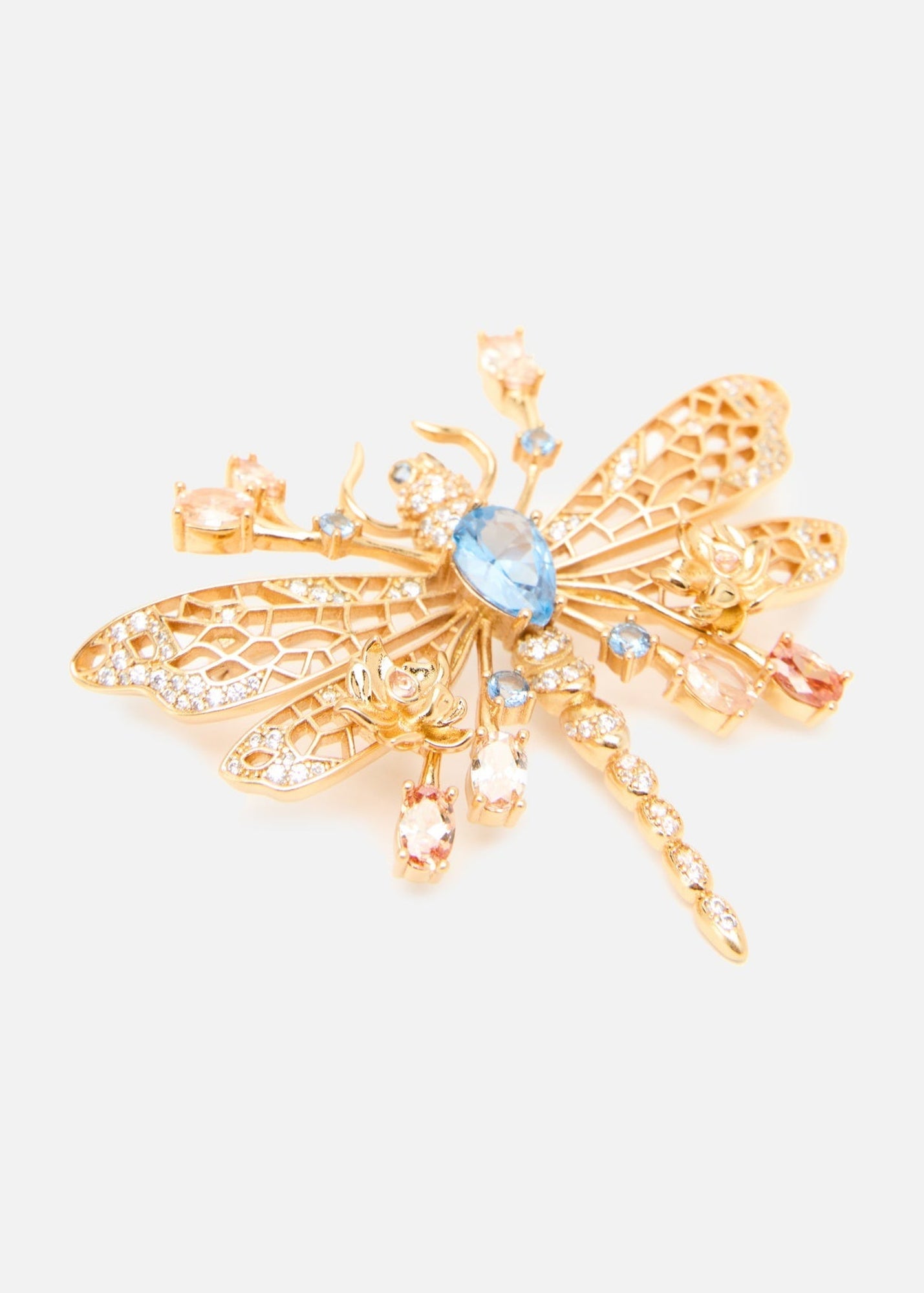 Dragonfly Brooch | Copper/Bluezircon/White Zircon