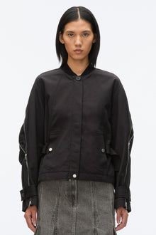 Zip Cocoon Back Bomber Jacket | Black