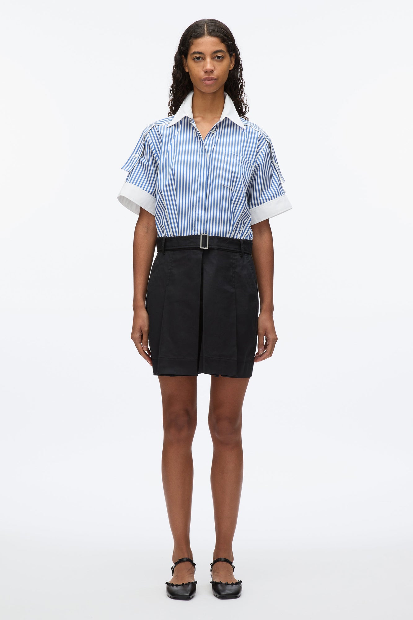 Shirt Combo Dress with Pleated Skirt | Blue Multi/Midnight
