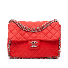 Chanel | Pre-Owned Maxi Washed Lambskin Chain Around Flap | Red