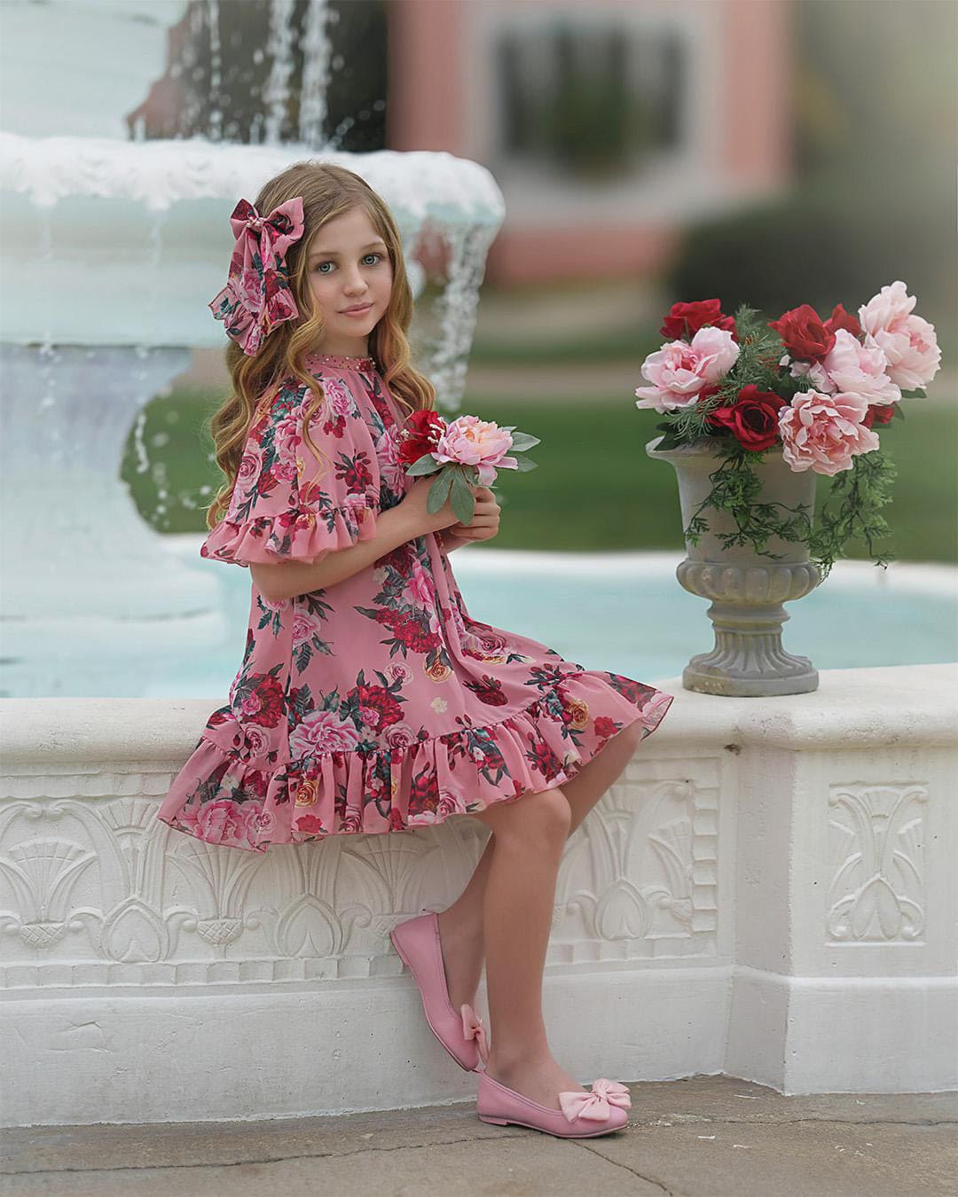 Flora Pink Flower Print Dress | Pink