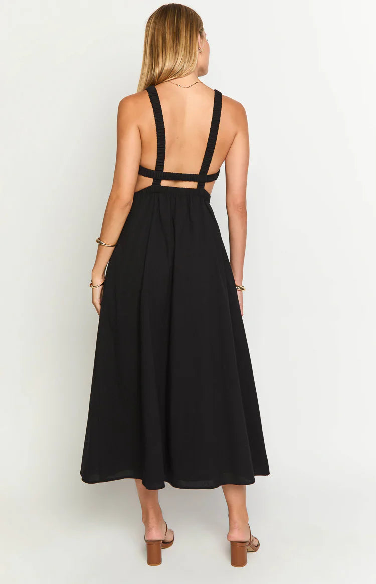 Kensie Backless Midi Dress | Black