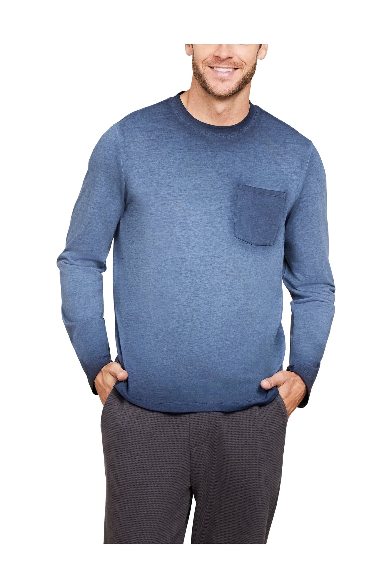 Mens | Malibu Collection Triblend Long Sleeve Pocket Tee | Mineral Indigo