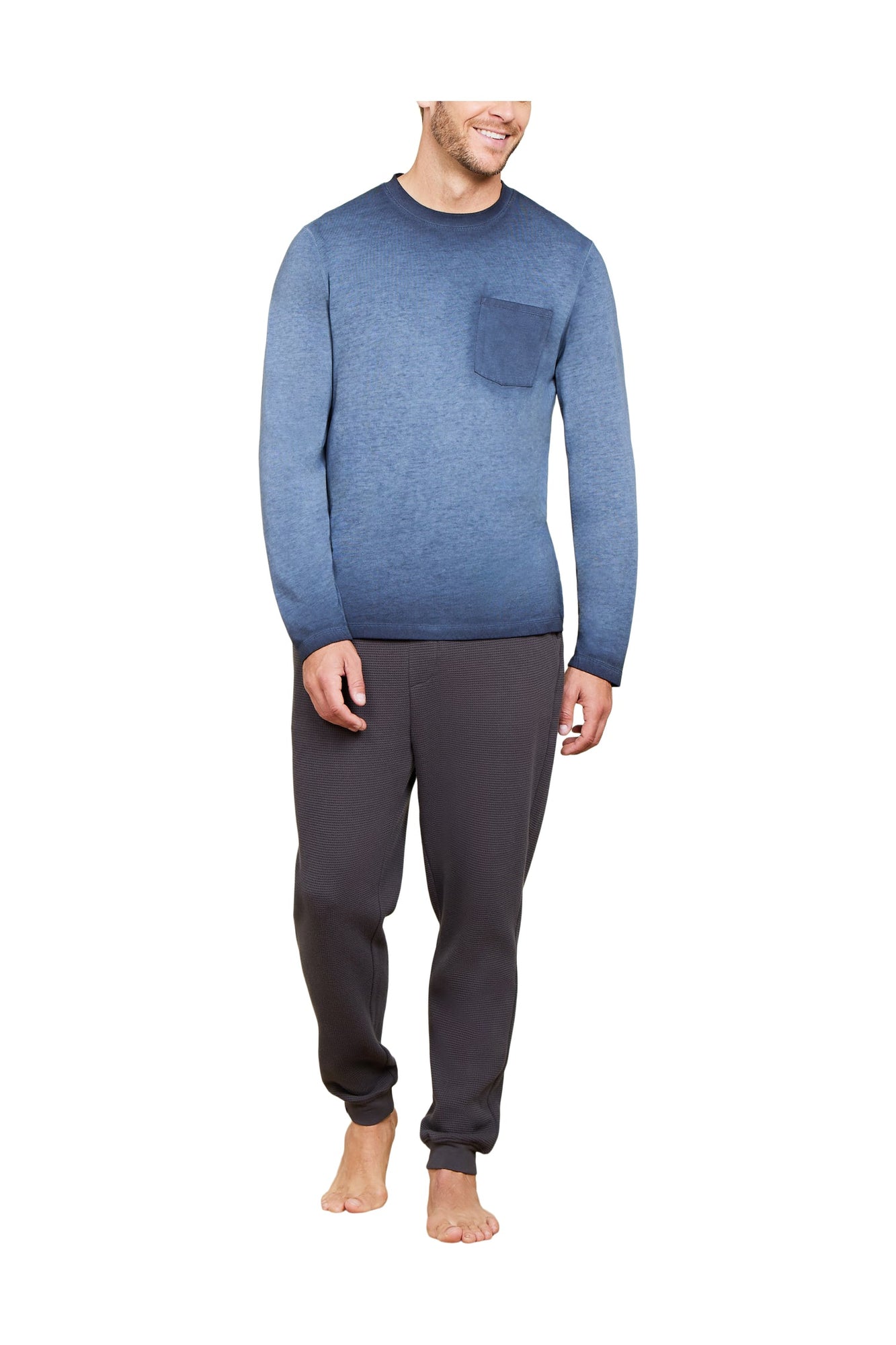Mens | Malibu Collection Triblend Long Sleeve Pocket Tee | Mineral Indigo