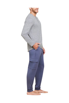 Mens | Malibu Collection Butterchic Long Sleeve Henley | Heathered Steel