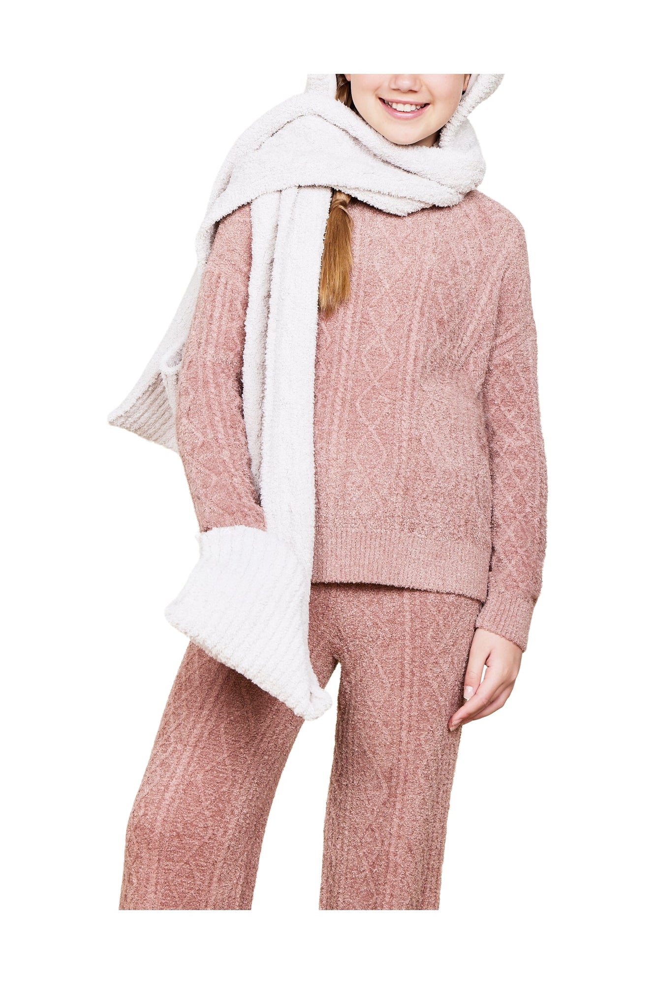 Youth | Cozychic Bear Beanie Scarf | Stone