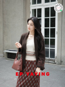 Yak Wool Ethnic Jacquard Jacket | Brown