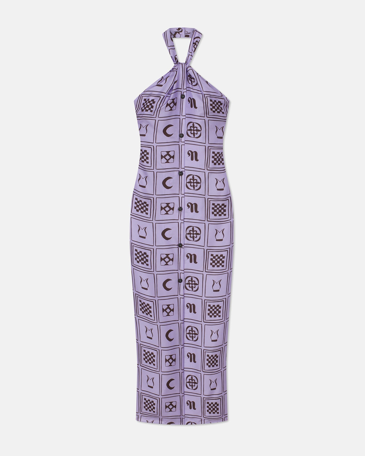 Womens | Elima Silk-Twill Halterneck Dress | Kopjafa Lilac