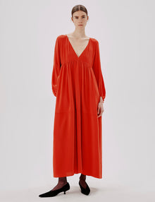 Women | Empire Cocoon Dress | Tomato