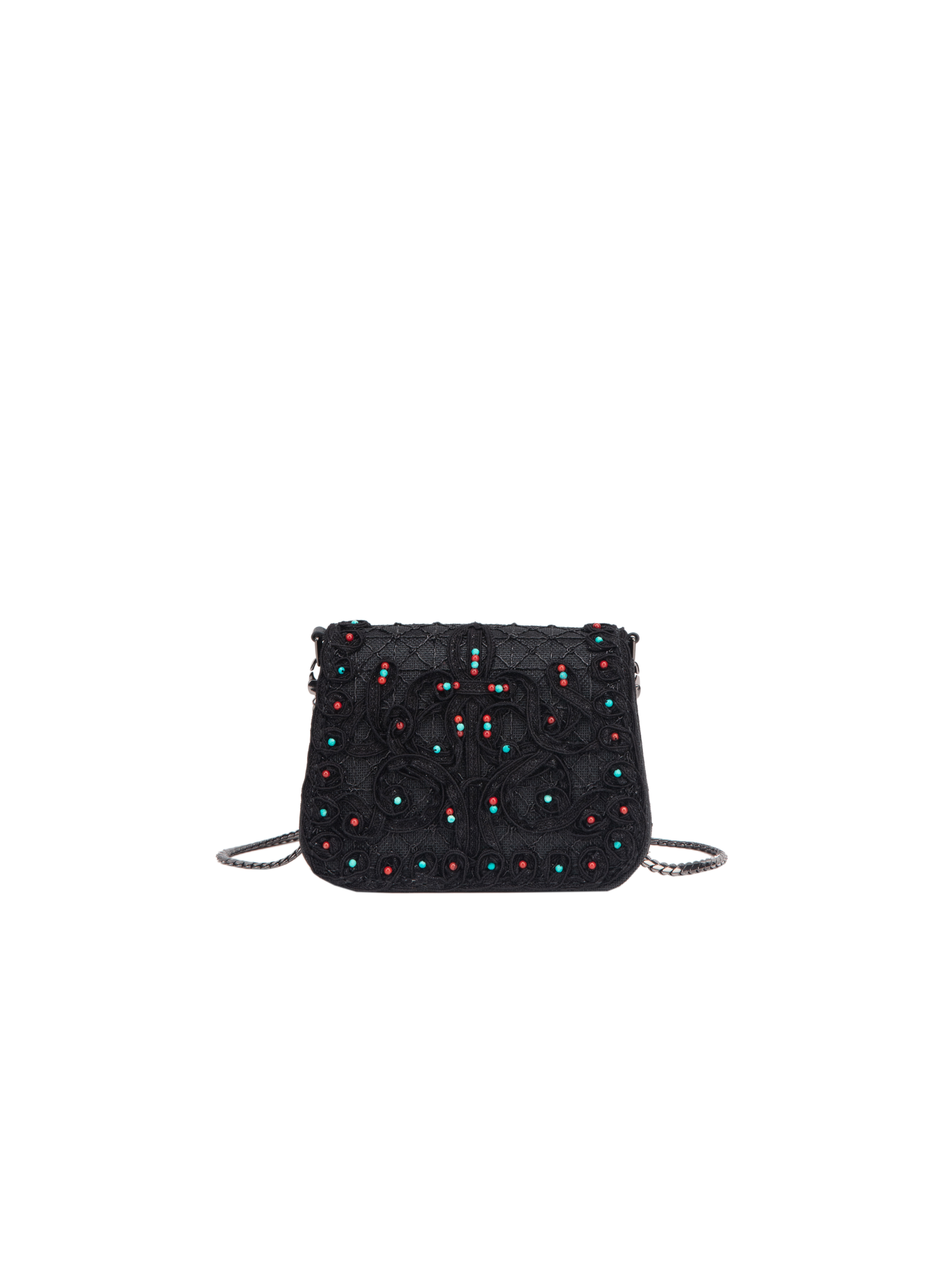 Beaded Textured Handbag | Black