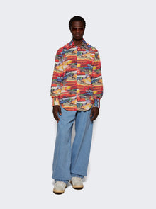 Men | ERL | Printed Woven Shirt | Red Sunset