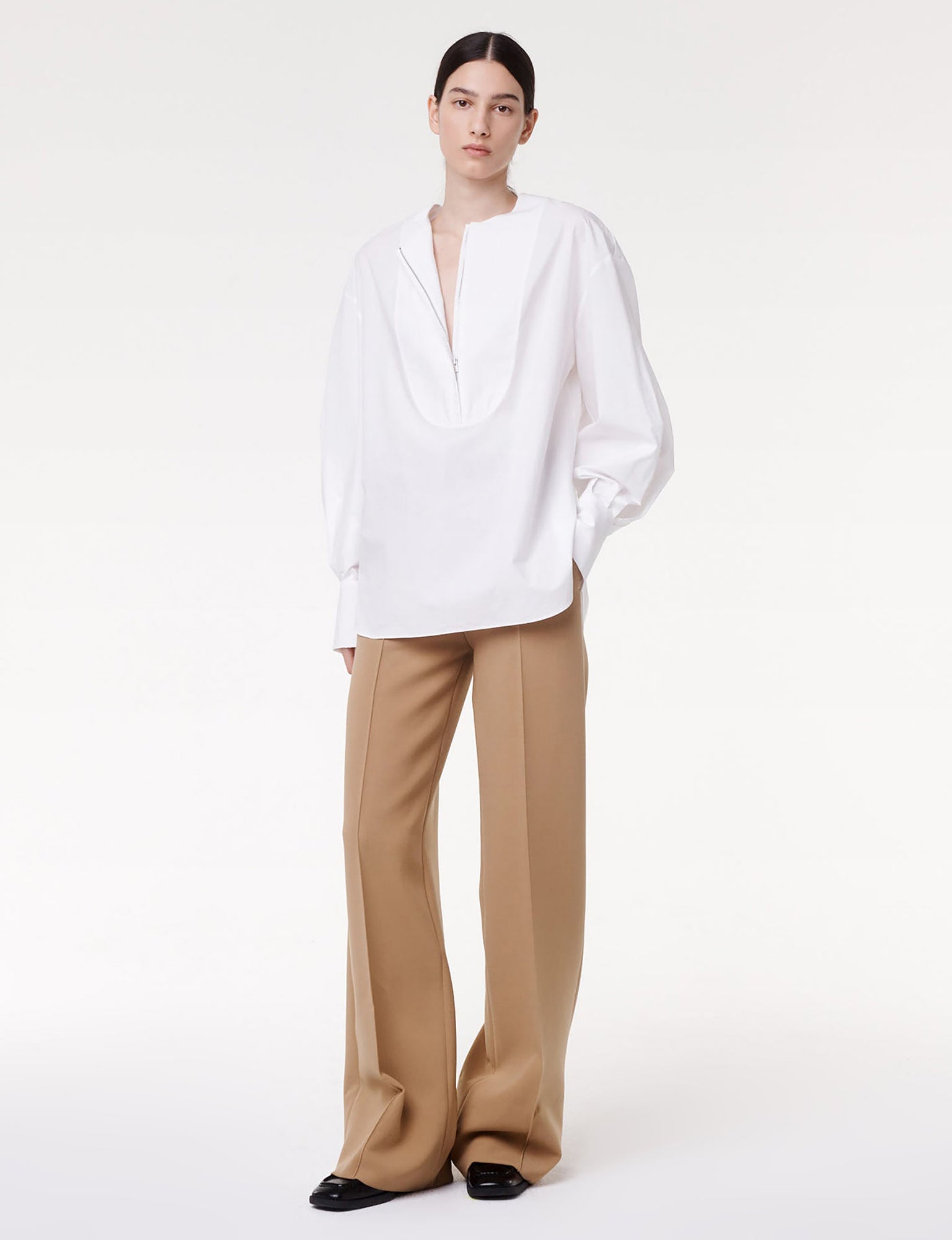 Women | Exaggerated Bib Blouse | White