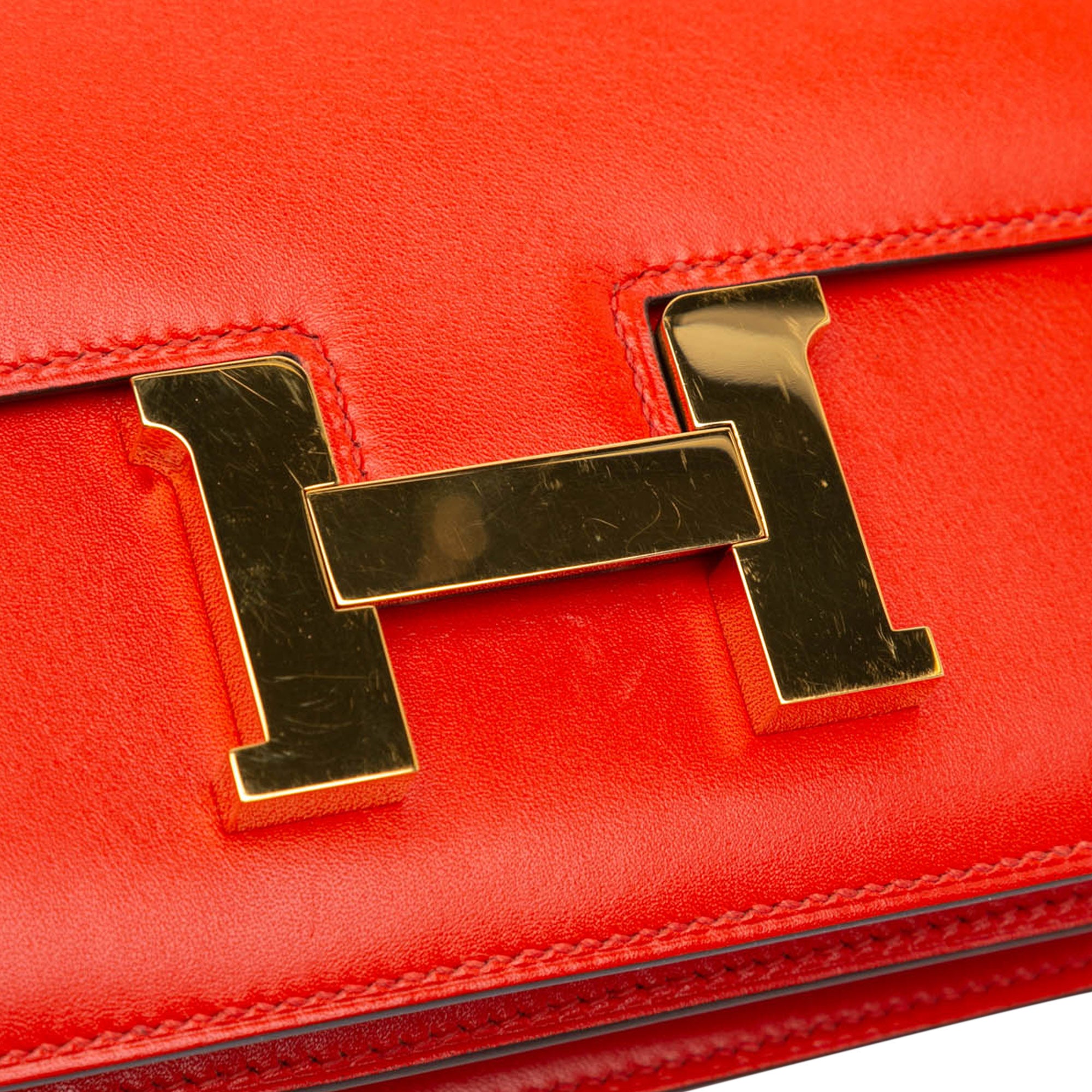Hermes | Pre-Owned Mini Tadelakt Constance 18 with Silver Logo | Red