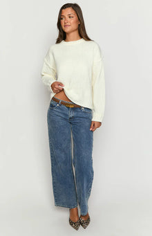 Edwina Raw Edge Knit Sweater | Cream