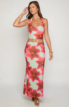 Elsa Floral Maxi Skirt | Green