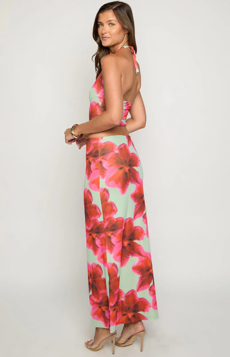 Elsa Floral Maxi Skirt | Green