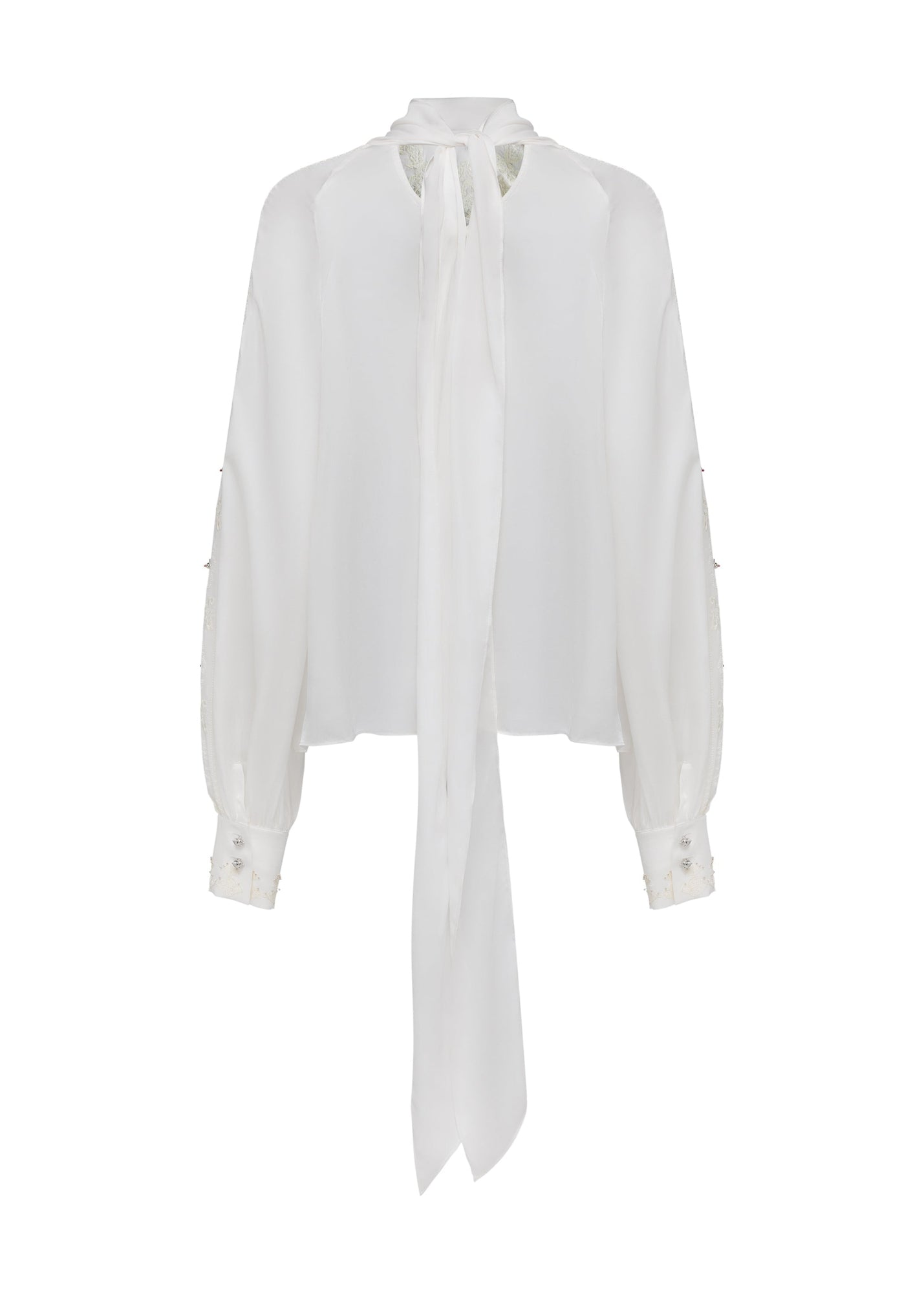Embellished Silk Blouse | White