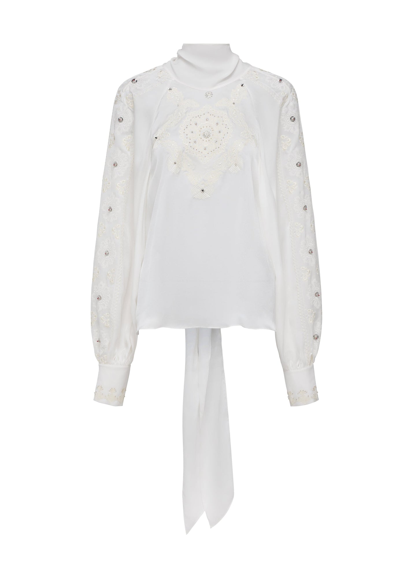 Embellished Silk Blouse | White