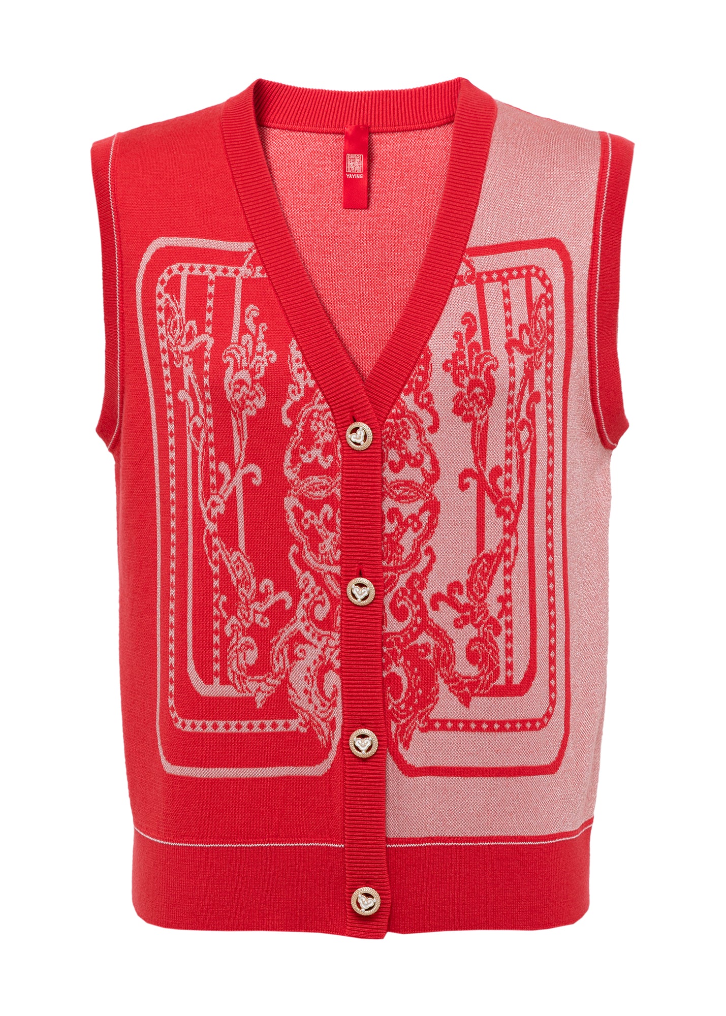 Embossed Knit Vest | Red