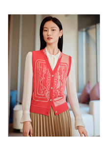 Embossed Knit Vest | Red