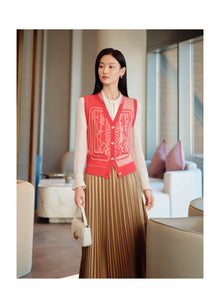 Embossed Knit Vest | Red
