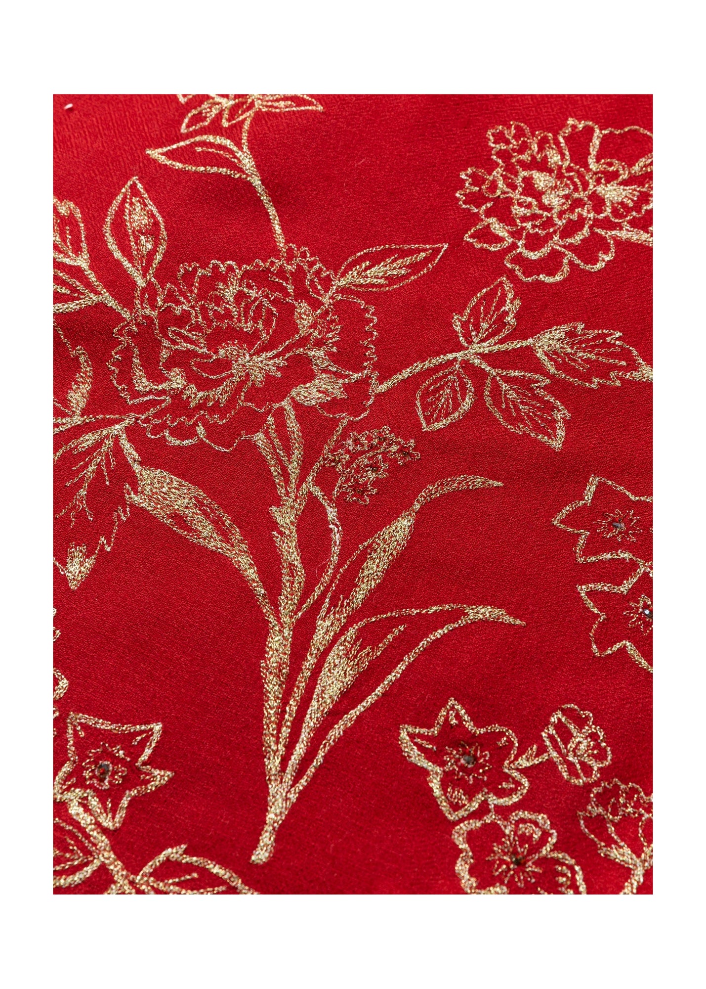 Embroidered Cashmere Shawl | Red