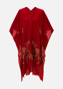 Embroidered Cashmere Shawl | Red