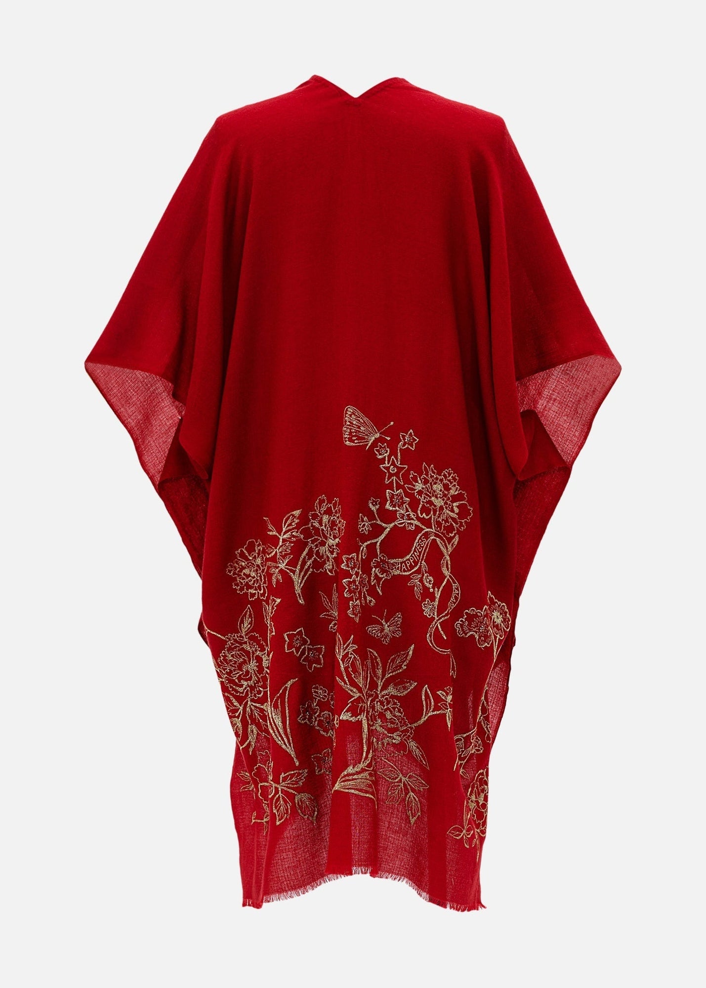 Embroidered Cashmere Shawl | Red
