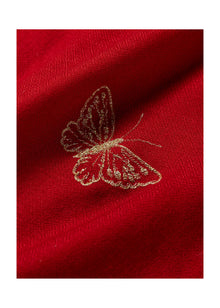 Embroidered Cashmere Shawl | Red