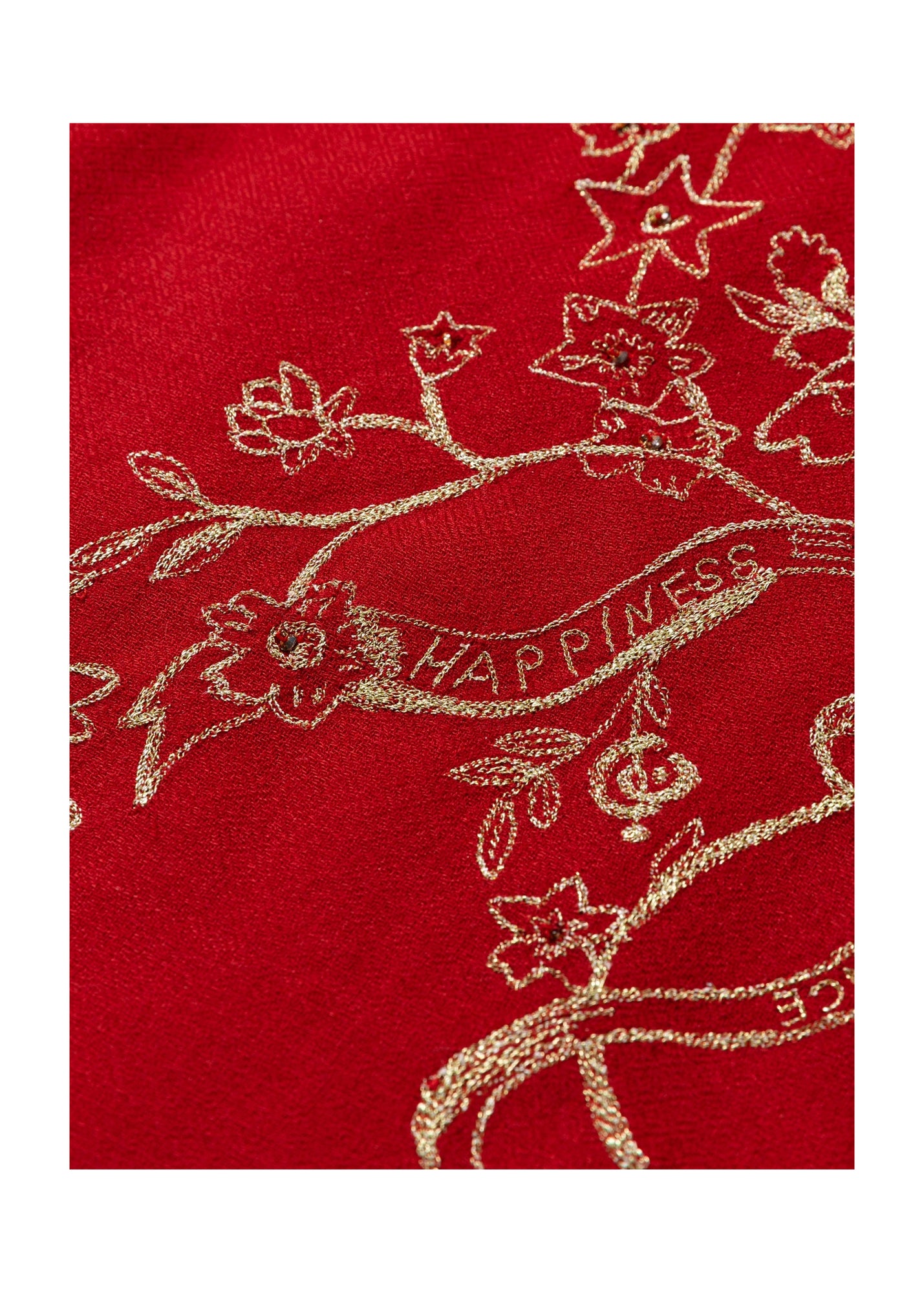 Embroidered Cashmere Shawl | Red