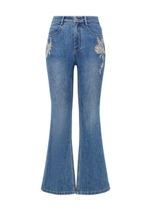 Embroidered Flare Jeans | Blue