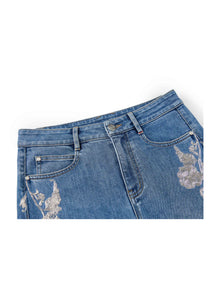Embroidered Flare Jeans | Blue