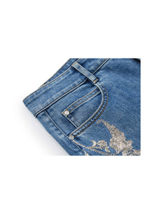 Embroidered Flare Jeans | Blue