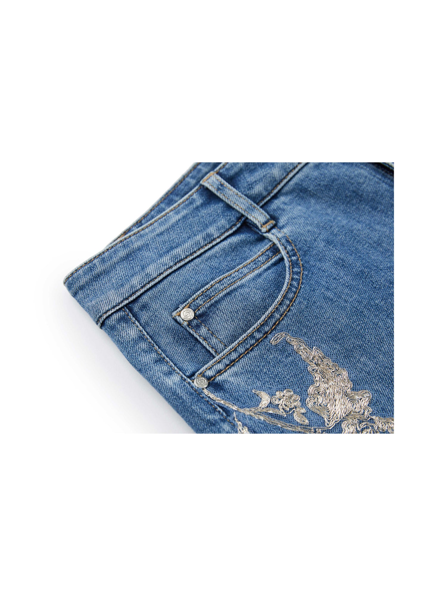 Embroidered Flare Jeans | Blue