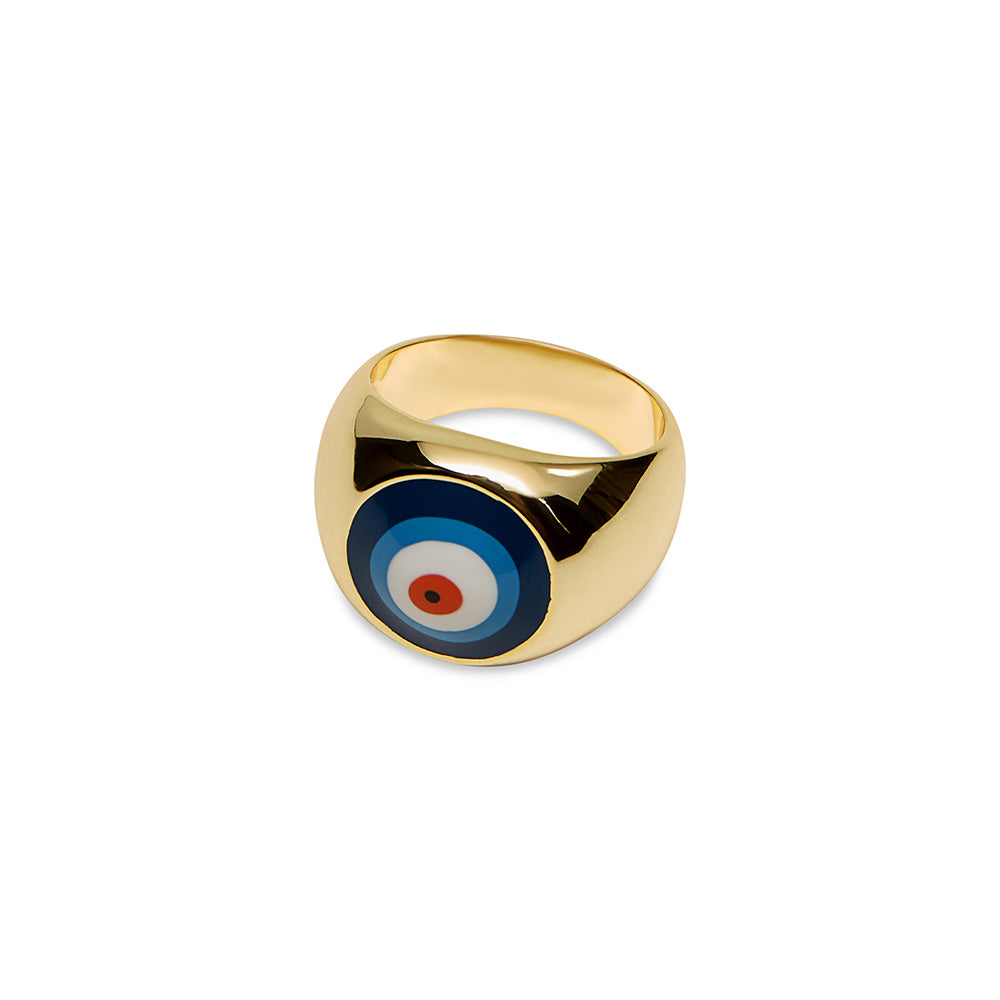 The Large Evil Eye Signet Ring | Gold Vermeil