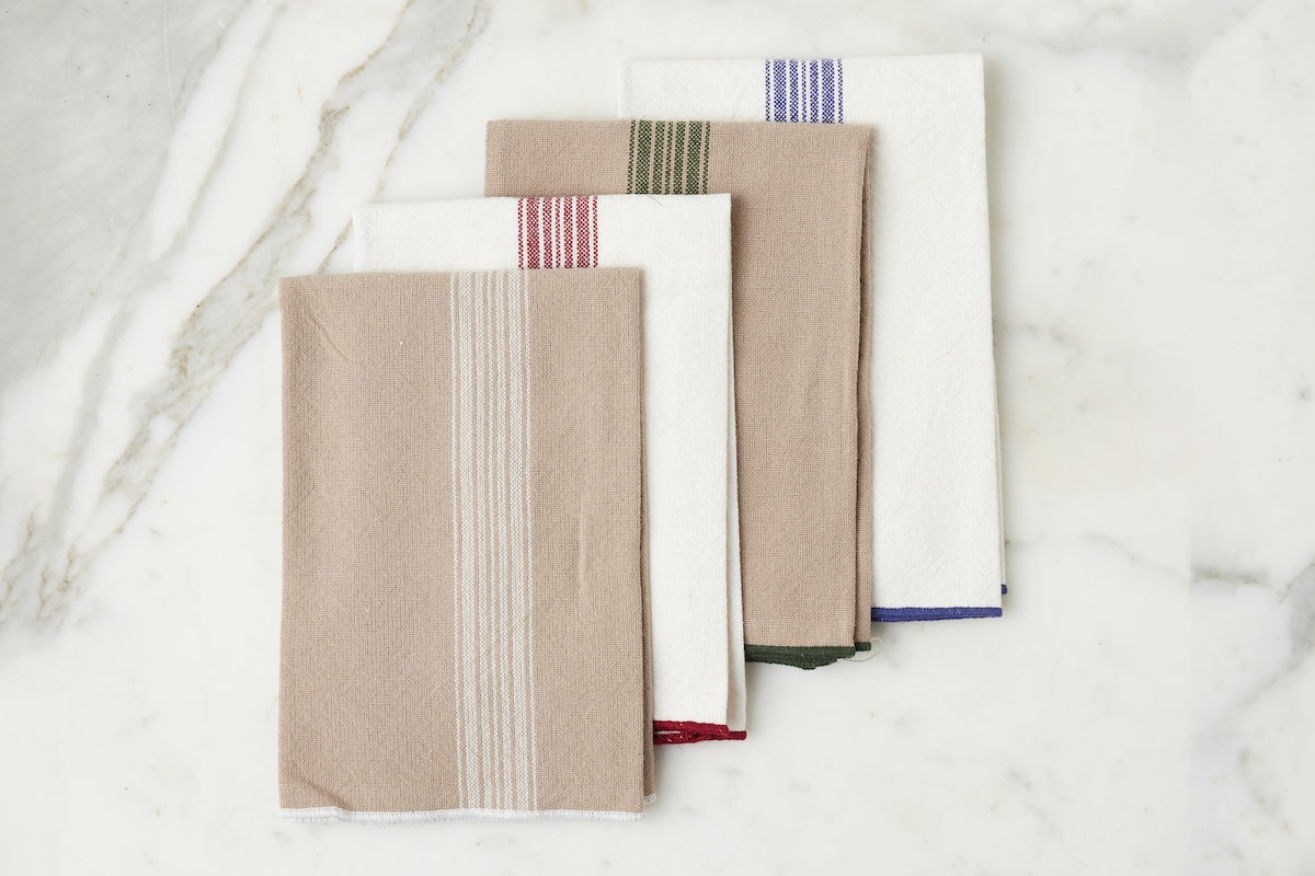 Dinner Napkins | Vintage Merlot Red Stripe | Set of 4