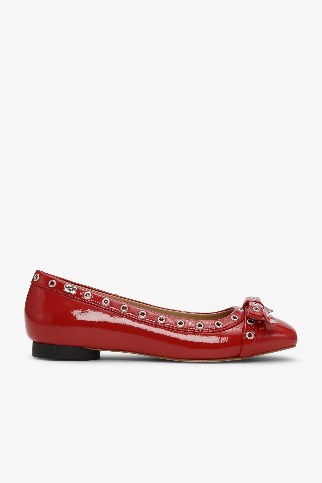 Eyelet Bow Ballerinas | Racing Red