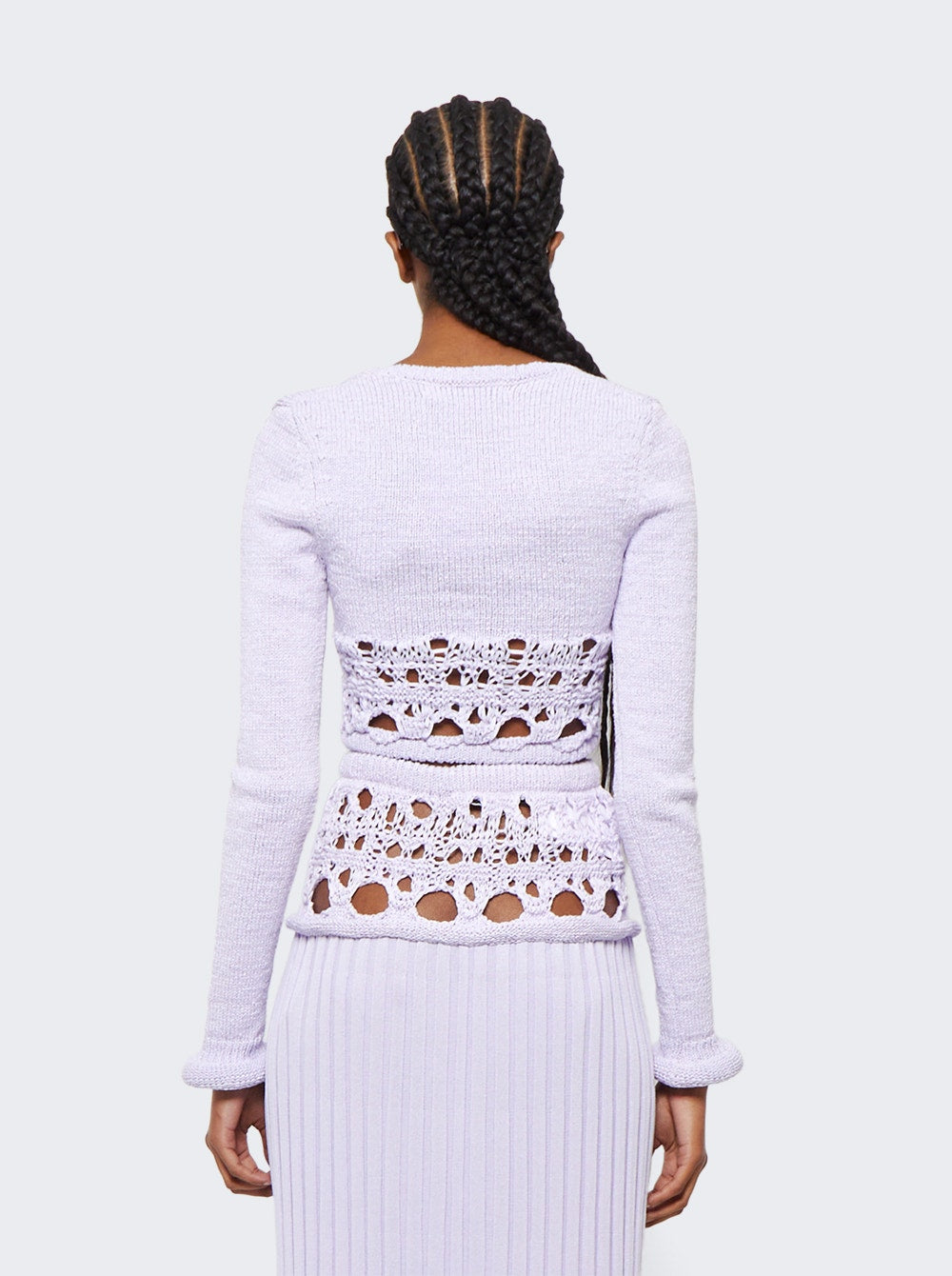 Women | Christopher Esber | Crochet Scoop Neck Long Sleeve Crop | Lilac