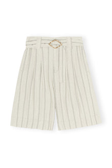 Drapey Stripe Suiting Wide Belt Shorts | Phantom Stripe