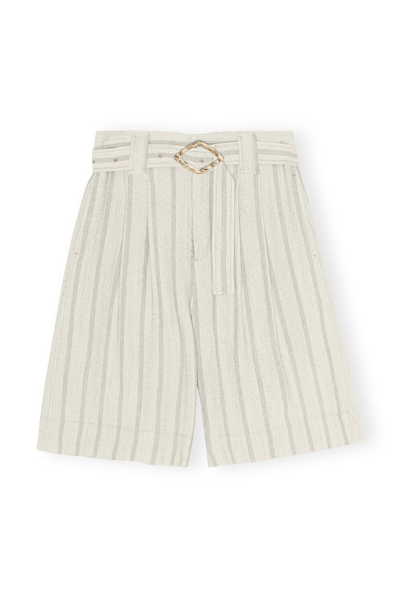Drapey Stripe Suiting Wide Belt Shorts | Phantom Stripe