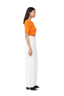 Cotton Poplin O-neck Cropped Smock Top | Vibrant Orange