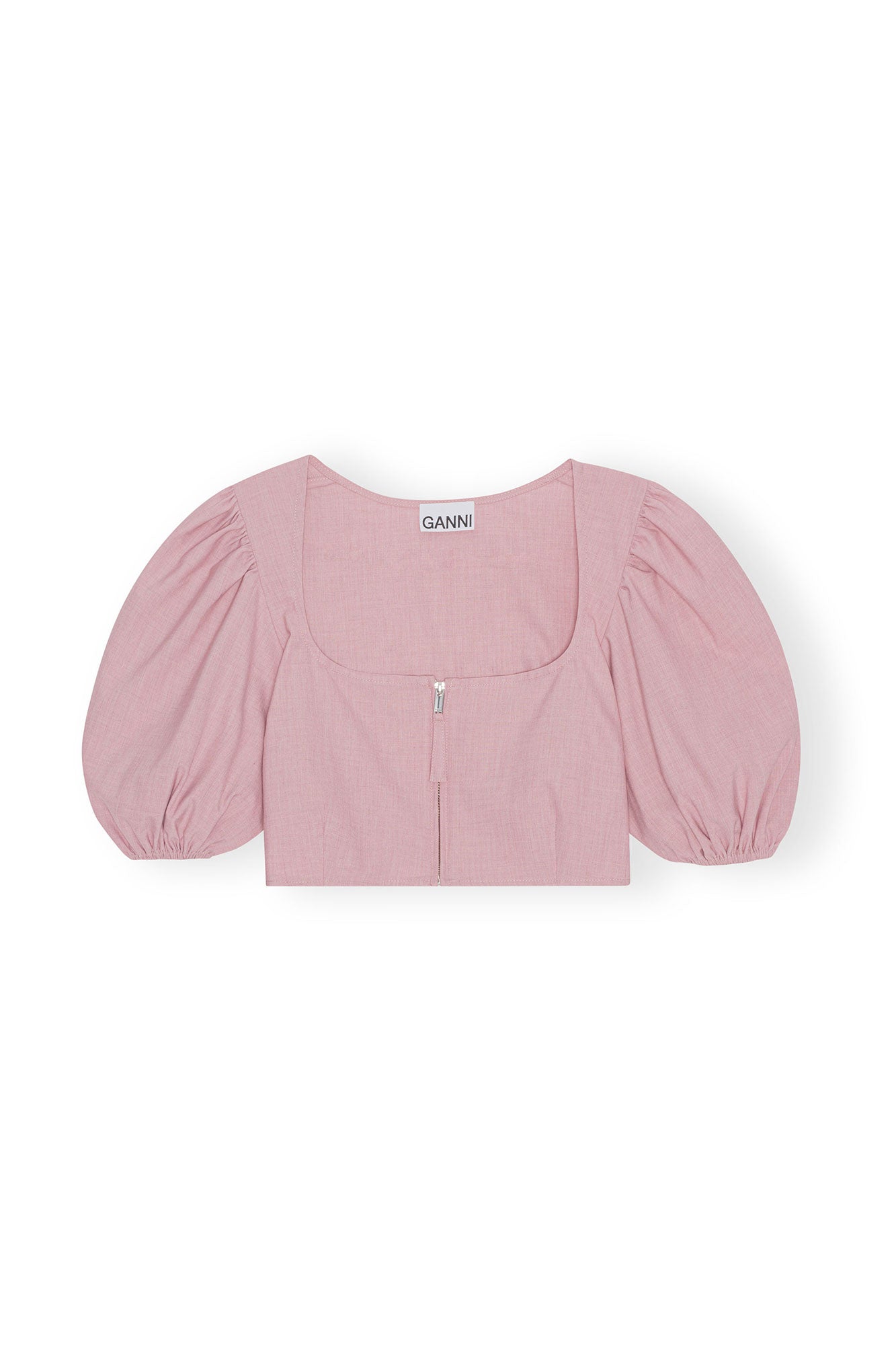 Drapey Melange Cropped Zipper Blouse | Pink Tulle