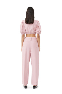 Drapey Melange Cropped Zipper Blouse | Pink Tulle