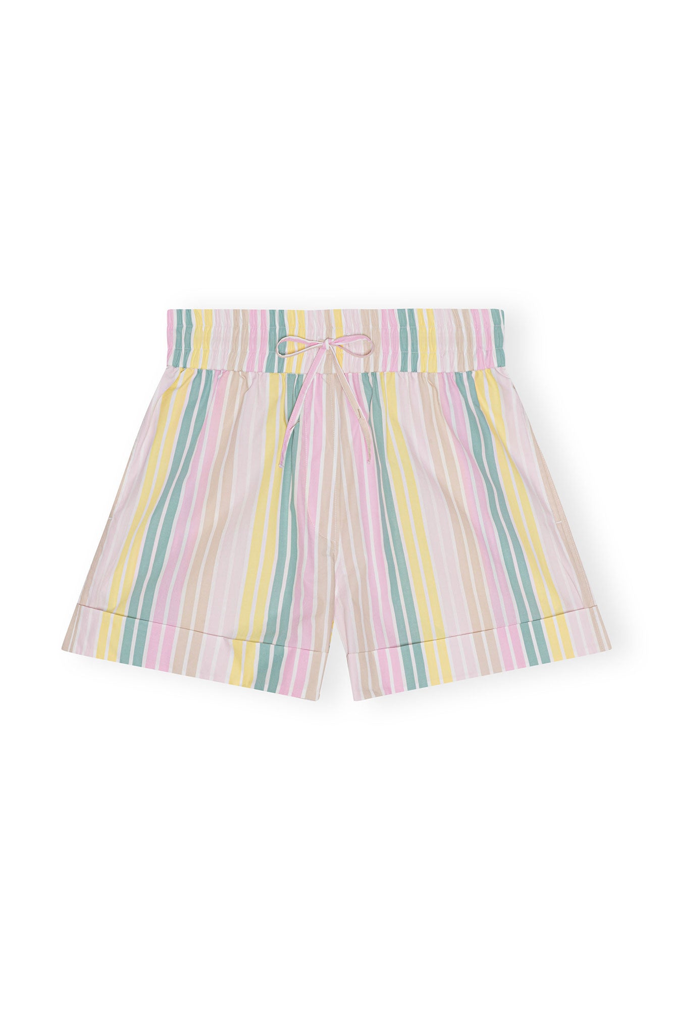 Stripe Cotton Elasticated Shorts | Multicolour
