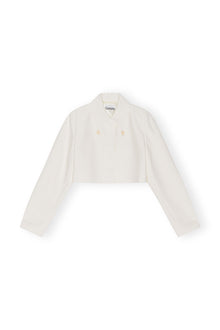 Slub Linen Cropped Blazer | Egret