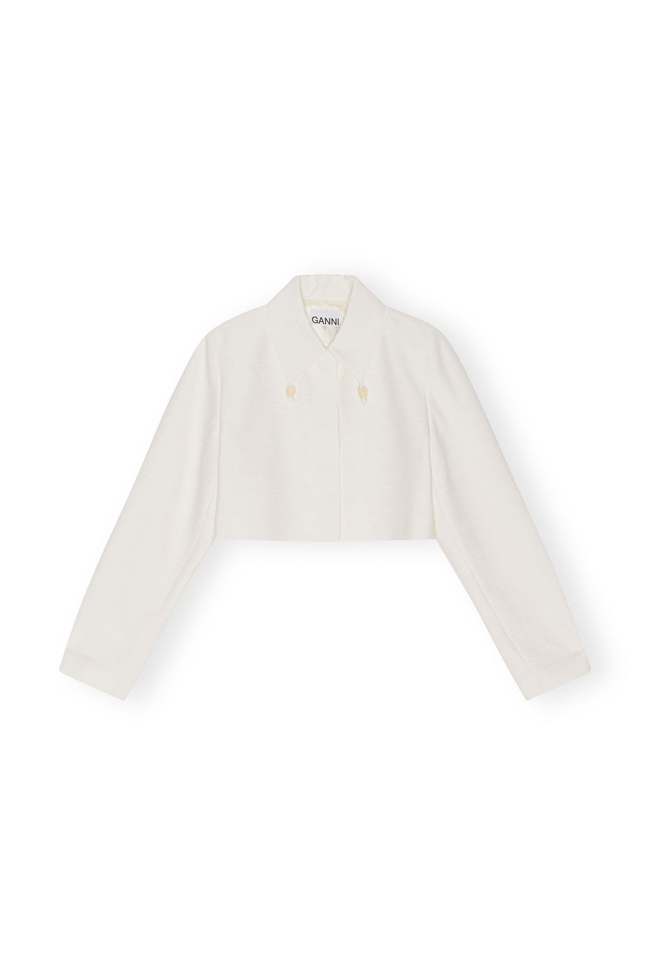 Slub Linen Cropped Blazer | Egret