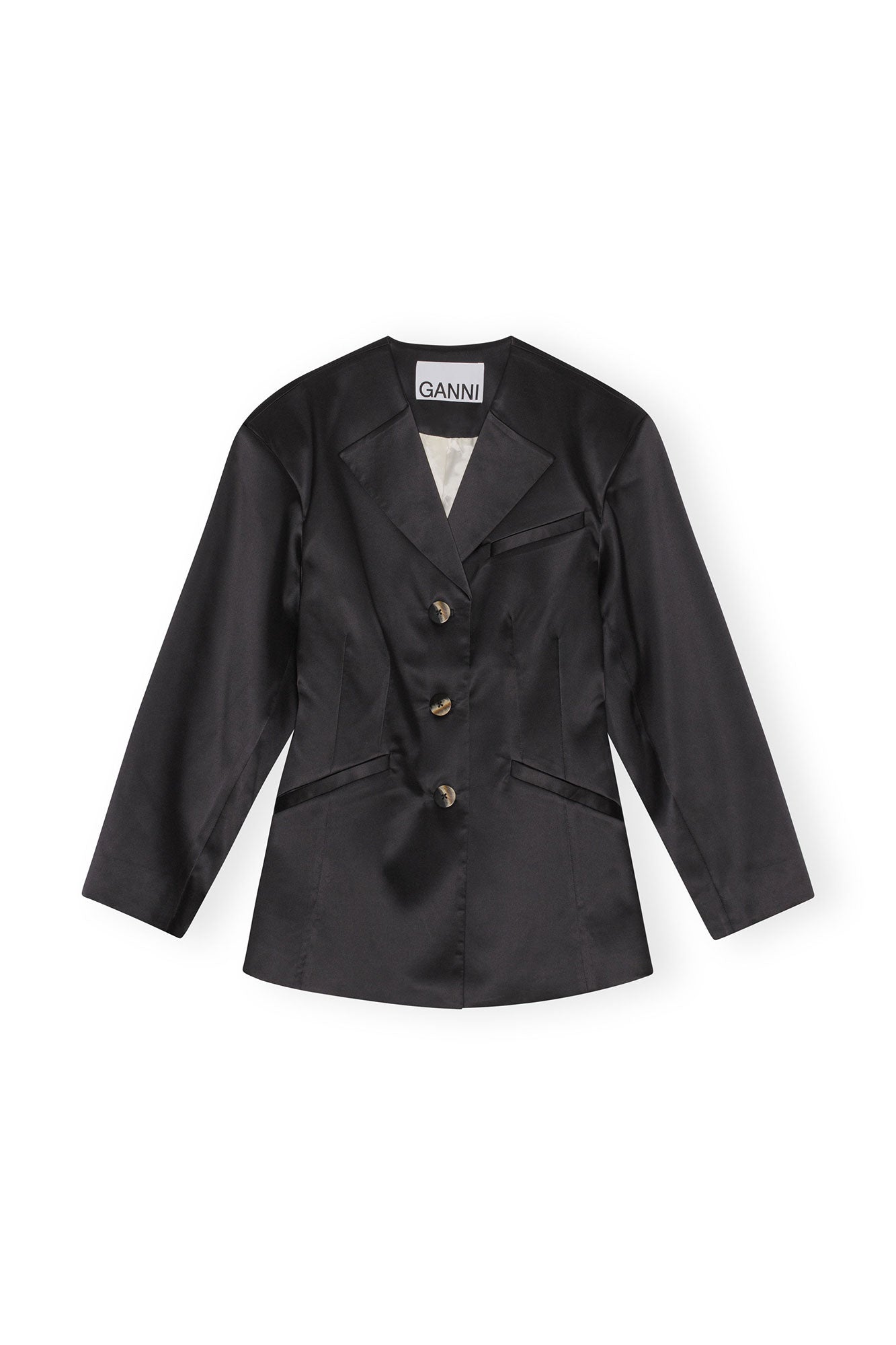 Double Satin Fitted Blazer | Black
