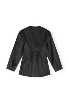 Double Satin Fitted Blazer | Black